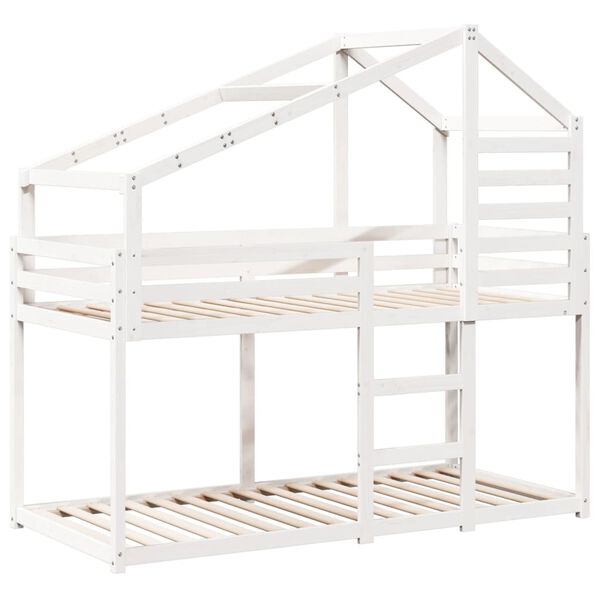 vidaXL Lit superposé sans matelas blanc 90x200 cm bois de pin massif