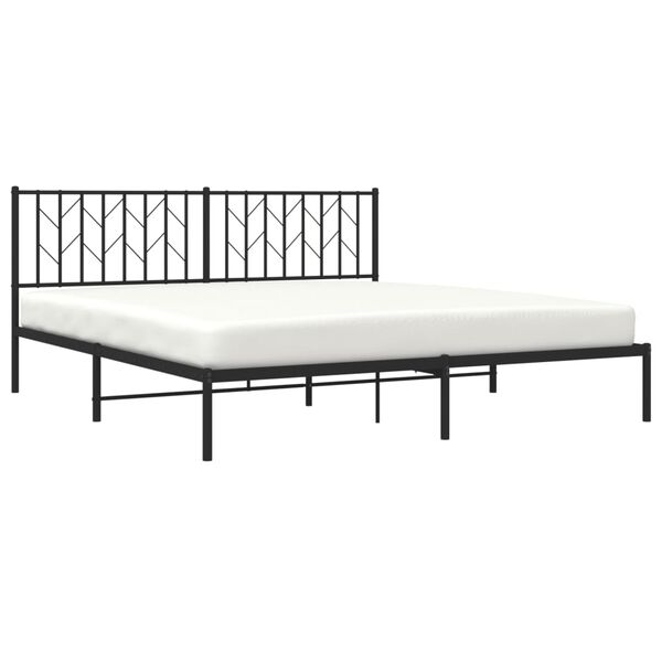 vidaXL Cadre de lit m&eacute;tal sans matelas et t&ecirc;te de lit noir 180x200 cm