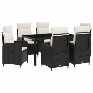 vidaXL Ensemble de repas ext&eacute;rieur 7 pcs Noir et blanc cr&egrave;me