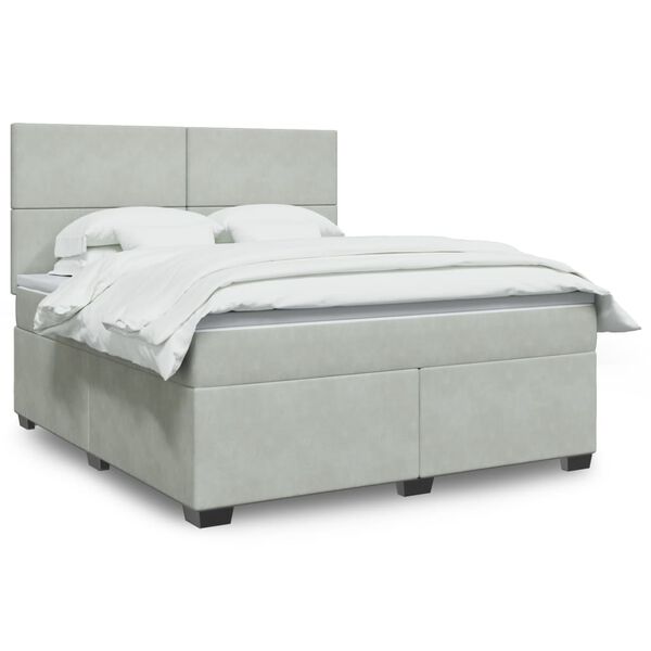 vidaXL Sommier &agrave; lattes de lit et matelas Gris clair 180x200cm Velours