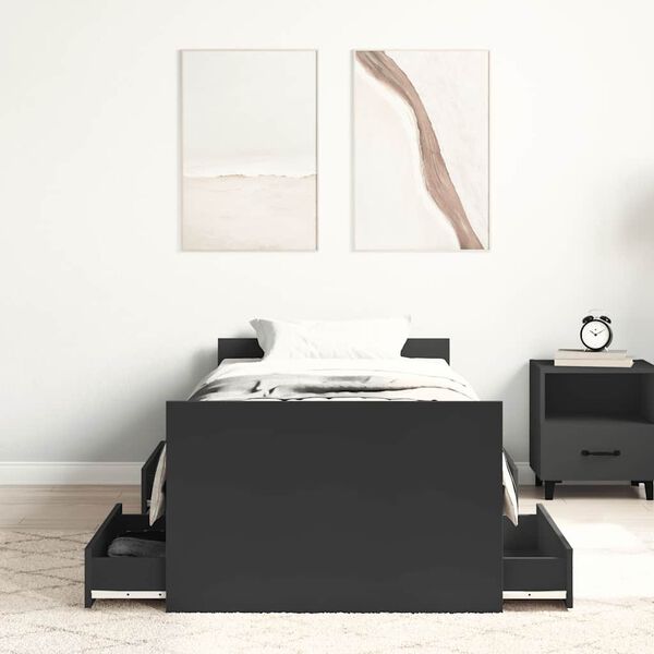 vidaXL Cadre de lit sans matelas noir 100x200 cm
