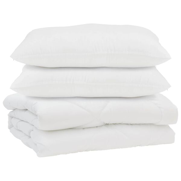 vidaXL Couette avec oreiller 3 pcs Blanc Microfibre