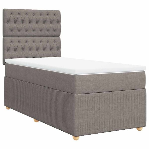 vidaXL Sommier &agrave; lattes de lit avec matelas Taupe 90x190 cm Tissu
