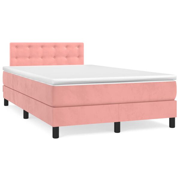 vidaXL Sommier &agrave; lattes de lit avec matelas Rose 120x200 cm Velours