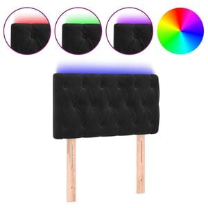 vidaXL T&ecirc;te de lit &agrave; LED Noir 80x7x78/88 cm Velours