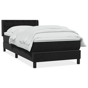 vidaXL Sommier &agrave; lattes de lit avec matelas noir 90x210 cm velours