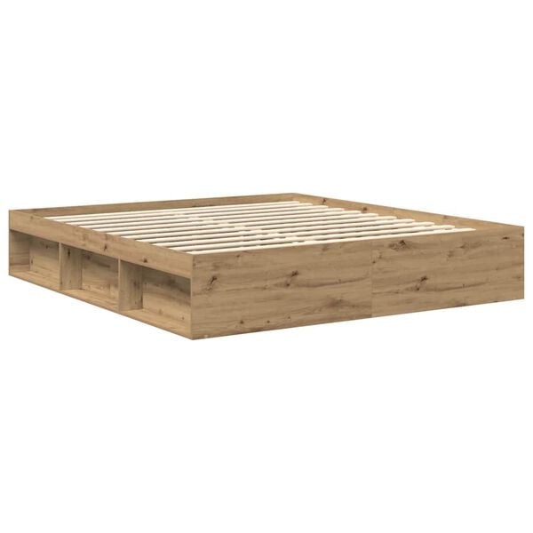 vidaXL Cadre de lit sans matelas ch&ecirc;ne artisanal 200x200 cm
