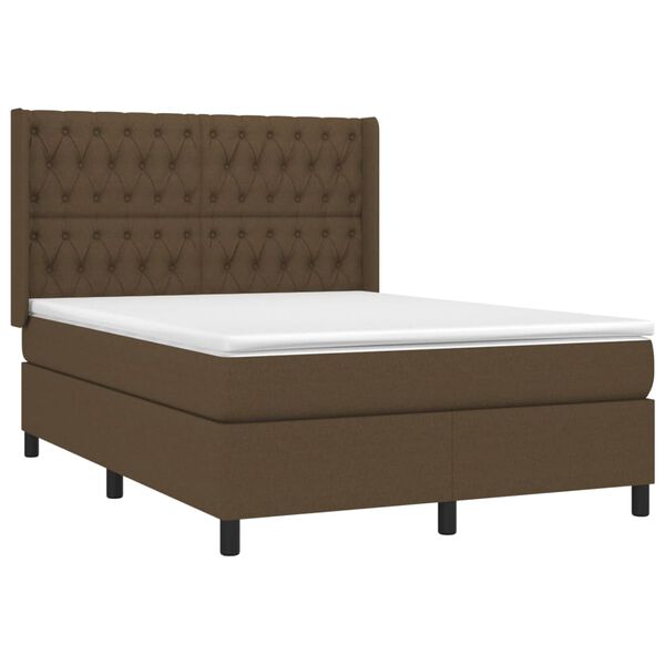 vidaXL Sommier &agrave; lattes de lit avec matelas Marron fonc&eacute; 140x200 cm