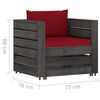 vidaXL Salon de jardin 2 pcs avec coussins Bois impr&eacute;gn&eacute; de gris