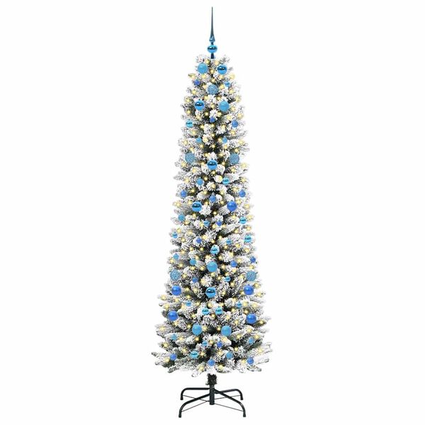 vidaXL Sapin de No&euml;l artificiel Blanc 210 cm PVC, m&eacute;tal et plastique