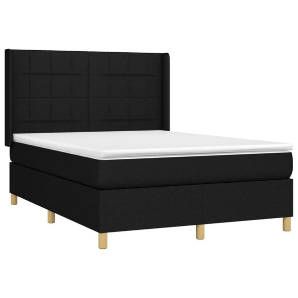 vidaXL Sommier &agrave; lattes de lit avec matelas Noir 140x200 cm Tissu