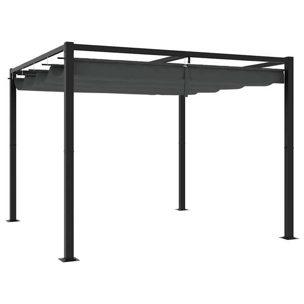 vidaXL Tonnelle de jardin avec toit rétractable anthracite 3x3 m acier