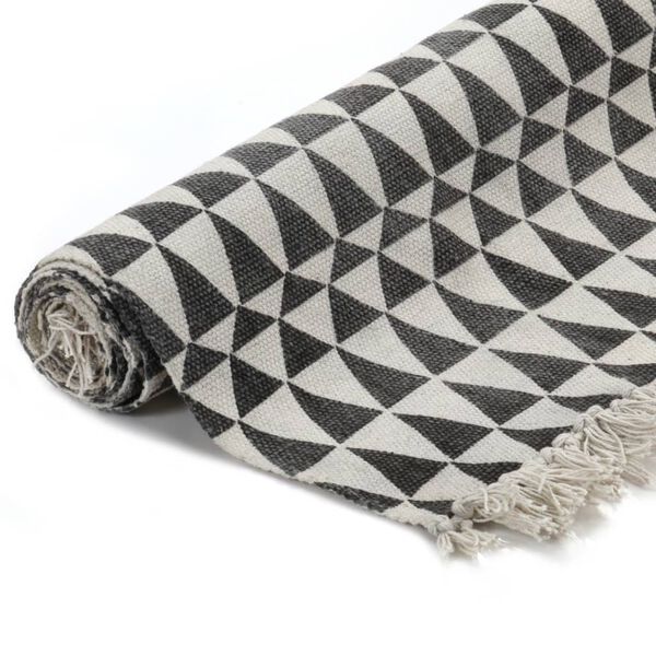 vidaXL Tapis Kilim Coton 120 x 180 cm avec motif noir/blanc