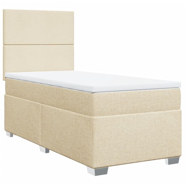 vidaXL Sommier &agrave; lattes de lit et matelas Cr&egrave;me 90x190 cm Tissu