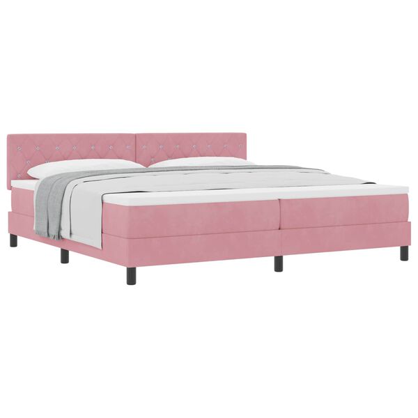 vidaXL Lit &agrave; ressorts avec matelas Rose 200 x 200 cm Velours