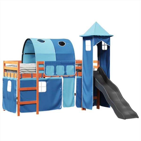 vidaXL Lit mezzanine enfants avec tour bleu 80x200cm bois pin massif