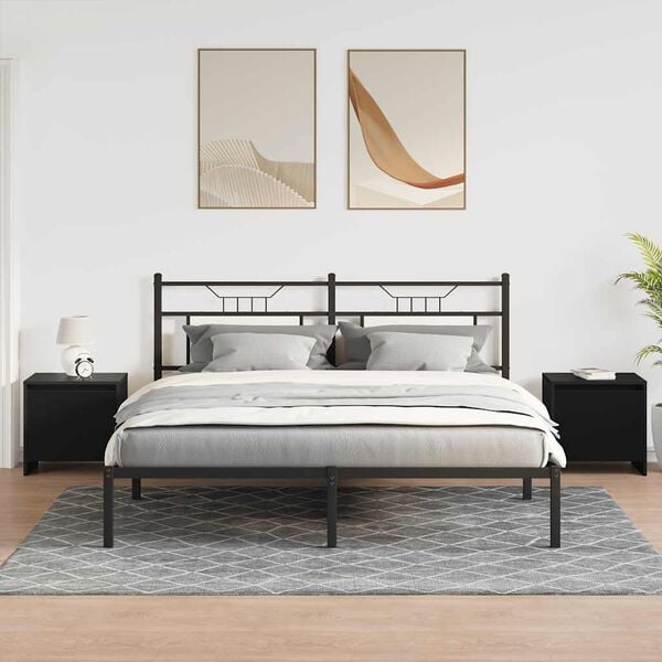 vidaXL Tables de chevet 2 pcs noir 45x34x44,5 cm bois d'ing&eacute;nierie