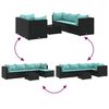 vidaXL Salon de jardin 6 pcs avec coussins Noir Résine tressée