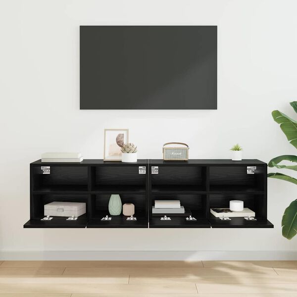 vidaXL Meubles TV muraux 2 pcs Ch&ecirc;ne noir 60 x 30 x 30 cm