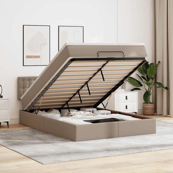 vidaXL Cadre de lit ottoman et matelas cappuccino 140x200cm similicuir