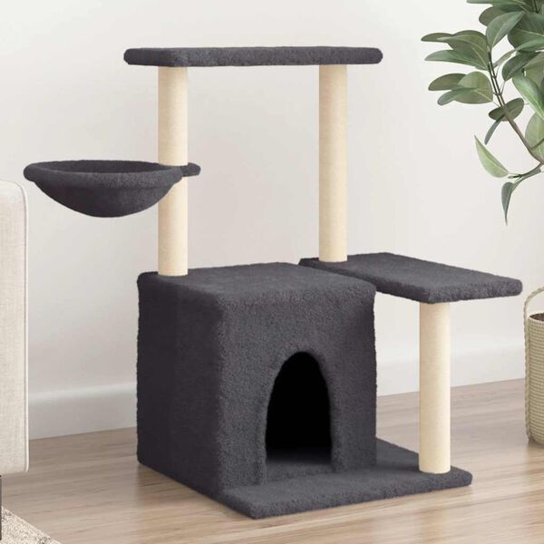 vidaXL Arbre &agrave; chat avec griffoirs en sisal Gris fonc&eacute; 83 cm