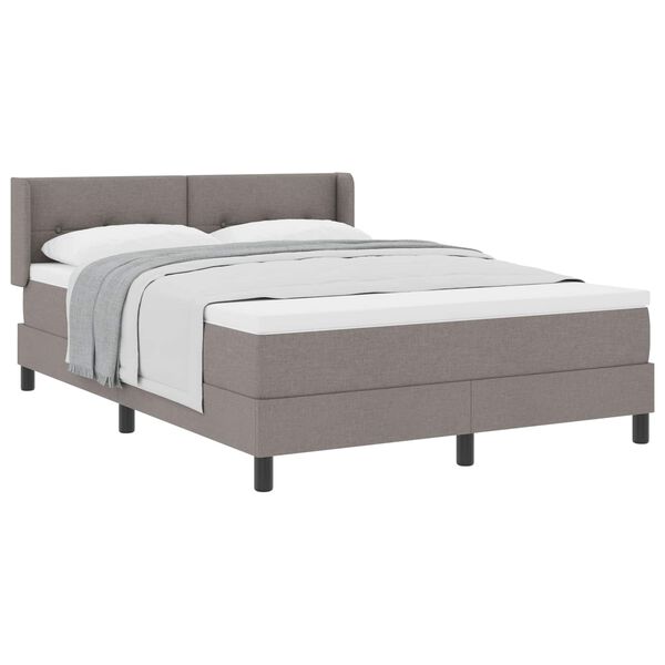 vidaXL Lit &agrave; ressorts avec matelas Taupe 190 x 140 cm Polyester