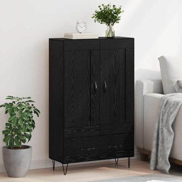 vidaXL Haut Armoire Ch&ecirc;ne noir 69,5 x 31 x 115 cm Bois d'ing&eacute;nierie