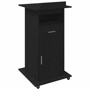 vidaXL Podium avec roue Ch&ecirc;ne noir 55 x 55 x 107 cm Bois d'ing&eacute;nierie