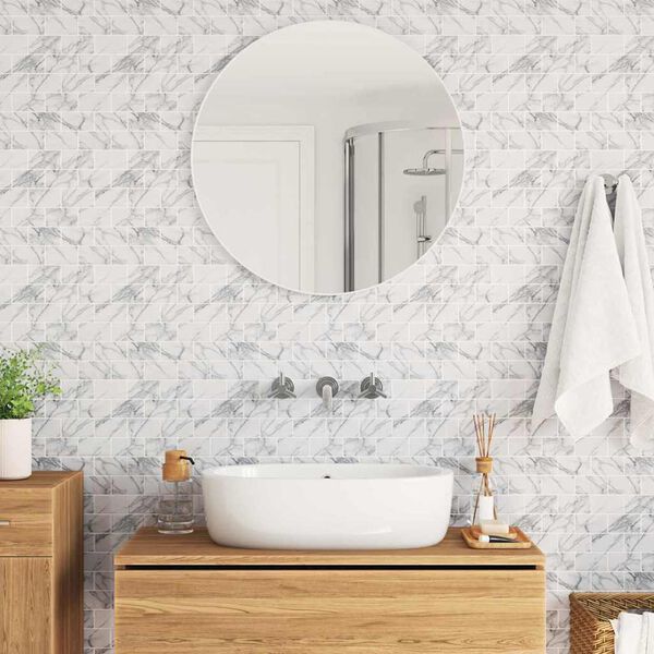 vidaXL Carreau de m&eacute;tro 10 pcs Marbre blanc 30,5 x 30,5 cm