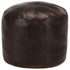 vidaXL Pouf 40 x 35 cm Marron fonc&eacute; Cuir v&eacute;ritable de ch&egrave;vre