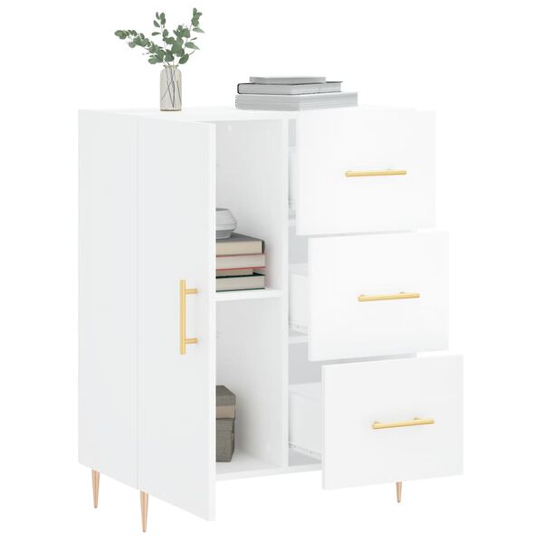vidaXL Buffet Blanc brillant 69,5x34x90 cm Bois d'ingénierie