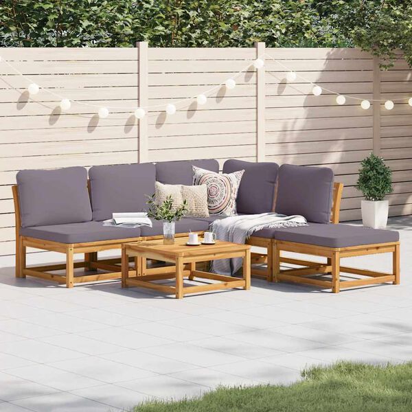 vidaXL Salon de jardin 6 pcs avec coussins bois d'acacia solide