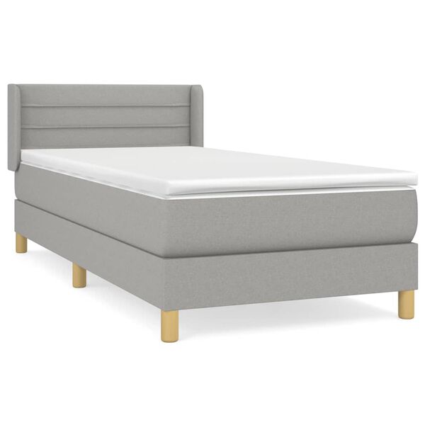 vidaXL Sommier &agrave; lattes de lit avec matelas Gris clair 80x200 cm Tissu