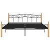 vidaXL Cadre de lit sans matelas noir m&eacute;tal bois ch&ecirc;ne 200x200 cm
