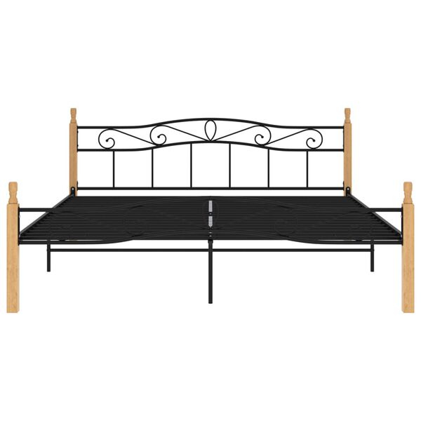 vidaXL Cadre de lit sans matelas noir m&eacute;tal bois ch&ecirc;ne 200x200 cm
