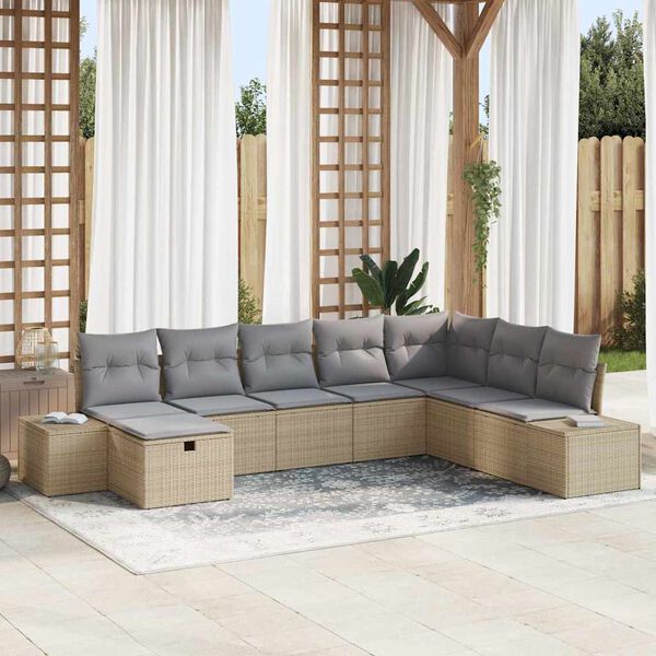 vidaXL Ensemble de canap&eacute; de jardin 8 pcs Beige 55 x 62 x 69 cm