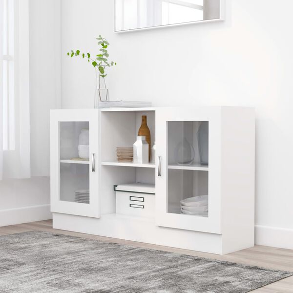 vidaXL Armoire à vitrine Blanc 120x30,5x70 cm Bois d'ingénierie