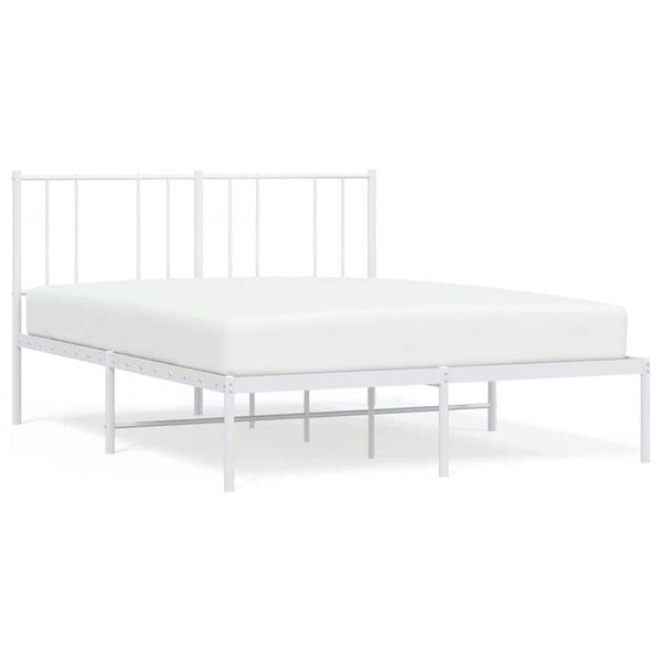 vidaXL Cadre de lit m&eacute;tal sans matelas et t&ecirc;te de lit blanc 120x200 cm