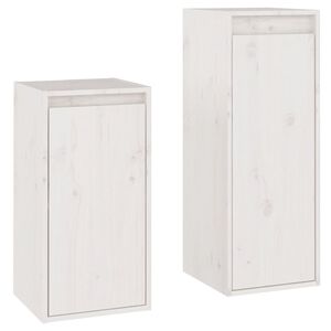vidaXL Meubles TV 2 pcs Blanc Bois massif de pin
