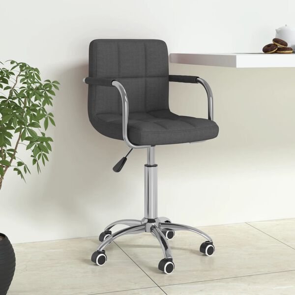 vidaXL Chaise pivotante de bureau Gris foncé Tissu