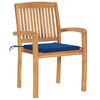 vidaXL Chaises de jardin lot de 2 avec coussins bleu royal Teck massif