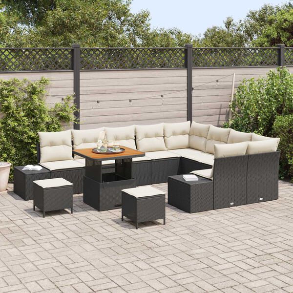 vidaXL Ensemble de canap&eacute; de jardin 12 pcs Noir Poly rotin