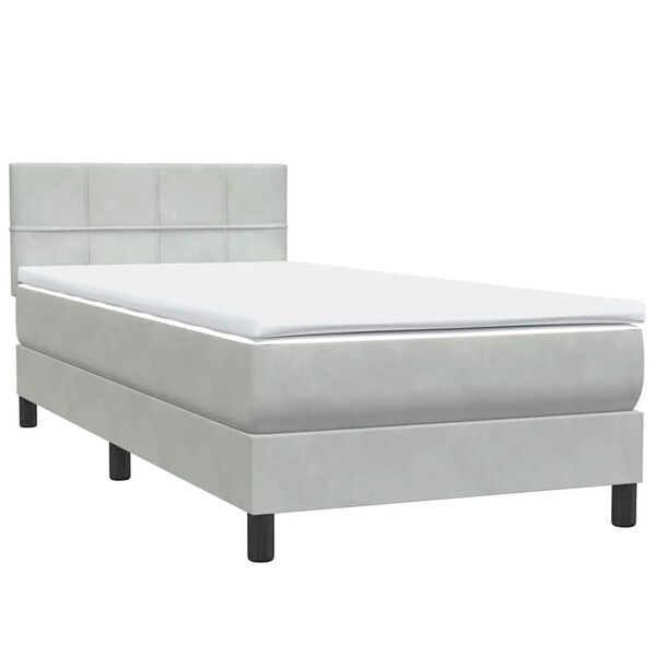 vidaXL Sommier &agrave; lattes de lit et matelas gris clair 80x210 cm velours