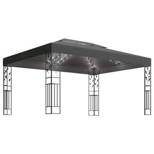 vidaXL Tonnelle avec double toit et lumi&egrave;res LED 3x4 m Anthracite
