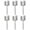 vidaXL Piquets de cl&ocirc;ture 6 pcs Argent&eacute; 8x6x30 cm Acier galvanis&eacute;