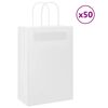 vidaXL Sacs en papier 50 pcs avec poign&eacute;es blanc 21x11x31 cm