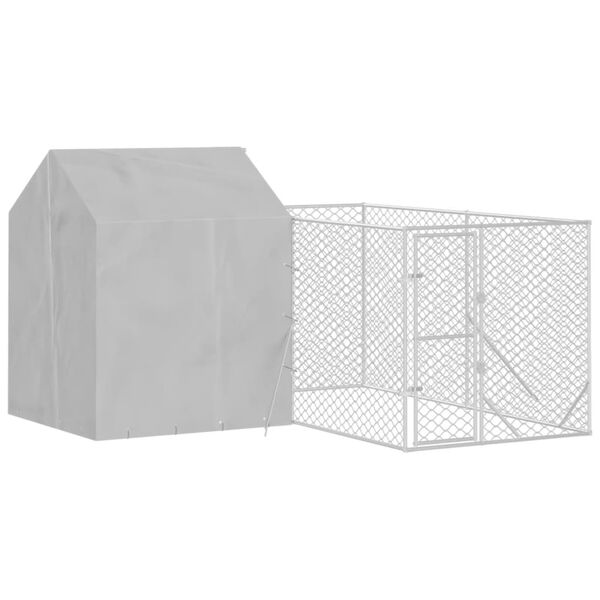 vidaXL Chenil d'ext&eacute;rieur pour chiens avec toit argent&eacute; 4x4x2,5 m