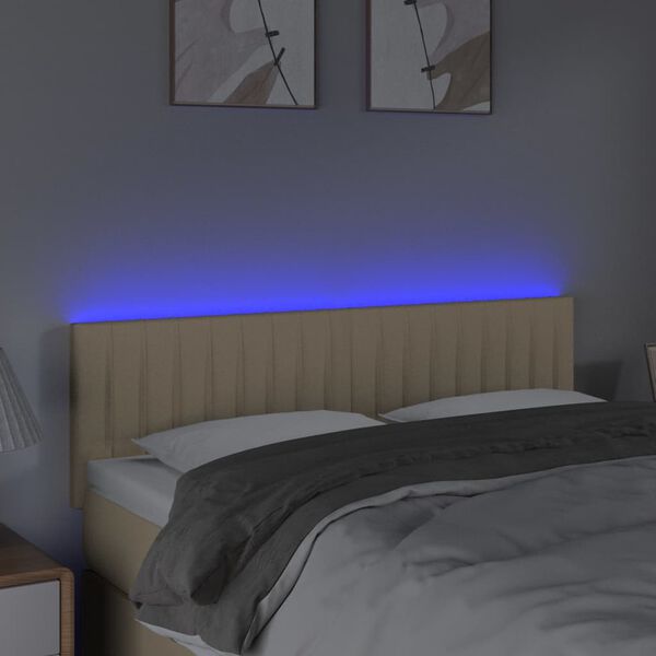 vidaXL T&ecirc;te de lit &agrave; LED Cr&egrave;me 144x5x78/88 cm Tissu