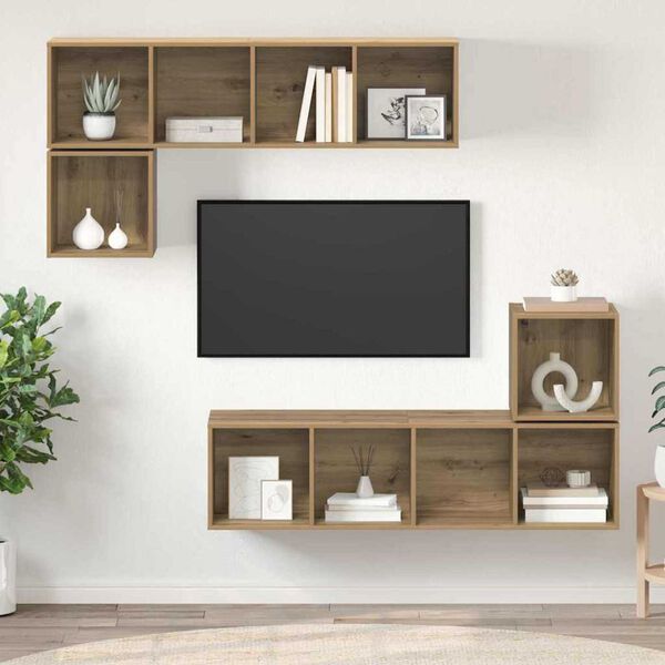 vidaXL Ensemble meuble TV 4 pcs Ch&ecirc;ne artisanal Bois d'ing&eacute;nierie