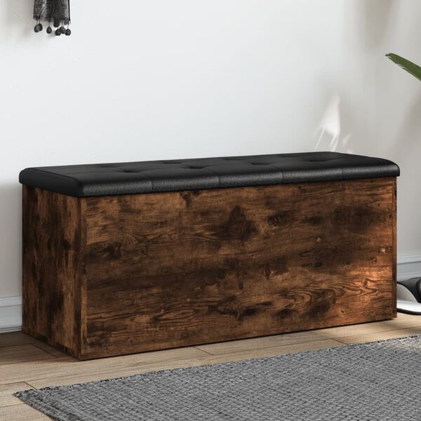 vidaXL Banc de rangement ch&ecirc;ne fum&eacute; 102x42x45 cm bois d'ing&eacute;nierie